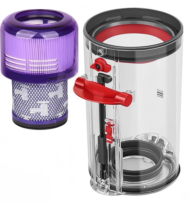 Canister Dust Bin and Filter Replacement Compatible With Dyson V11, V15, SV14, SV15, SV22 Vacuum Cleaners Bin Vacuum Dust Bucket HEPA Filter Attachments Part no. 970050-01/965443-01, NOT for Outsize