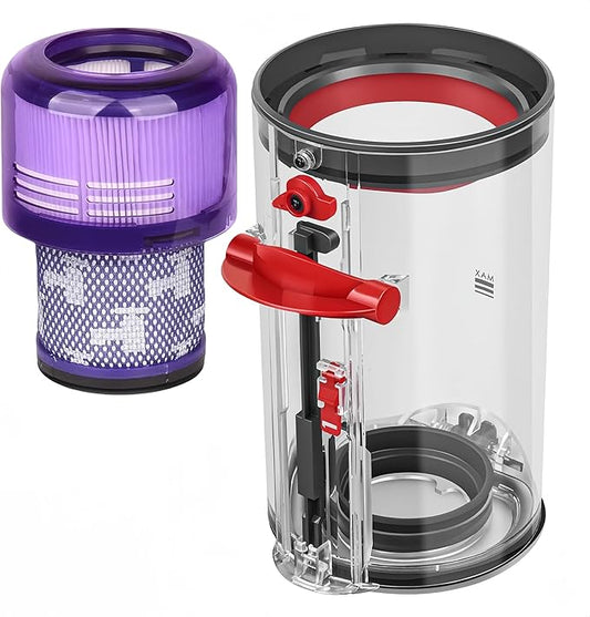 Canister Dust Bin and Filter Replacement Compatible With Dyson V11, V15, SV14, SV15, SV22 Vacuum Cleaners Bin Vacuum Dust Bucket HEPA Filter Attachments Part no. 970050-01/965443-01, NOT for Outsize