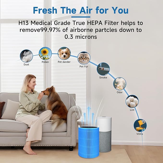 3 Packs 411 AllergenBlock Filter Compatible with Blue Pure 411, 411+ and 411 Auto Air Cleaner Purifier, Blue