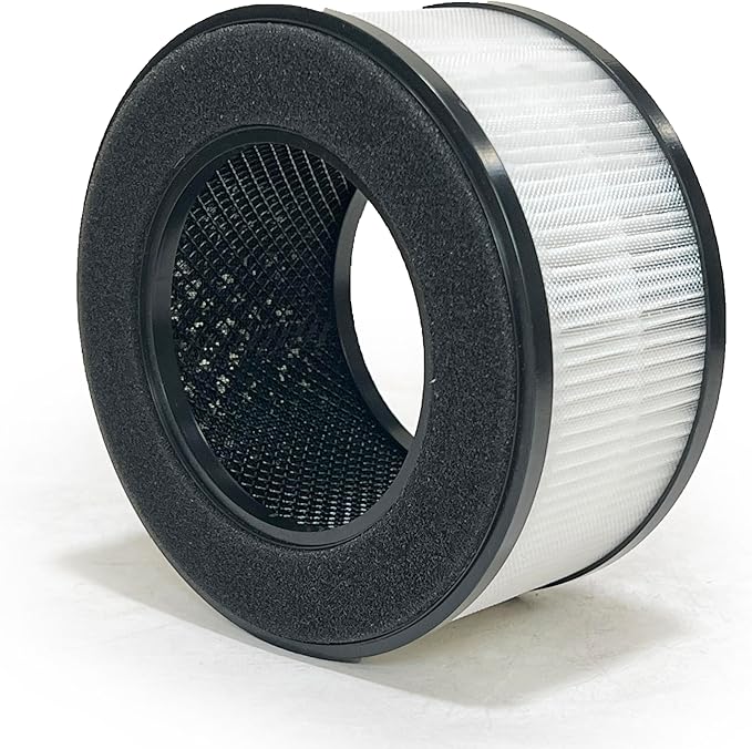 Nispira BS-01 3-In-1 True HEPA Filter Replacement Compatible with Slevoo Air Purifier BS-01 | Removes Smoke, Chemical VOCs, Odor | 2 Packs
