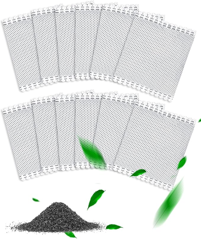 12PCS Activated Charcoal Odor Absorber Compatible with OKSOTY Stainless Steel Litter Box Deodorizer, Compatible with PuraMAX Self Cleaning Litter Boxes, Cat Litter Smell Eliminator Filter