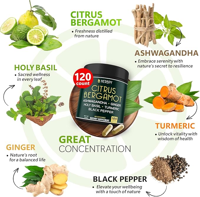 Bundle 6in1 Citrus Bergamot Complex 120 Count & 6in1 Myo-inositol & D-Chiro Inositol Supplement for Women 120 Count - for Digestion, Relaxation, & Overall Health