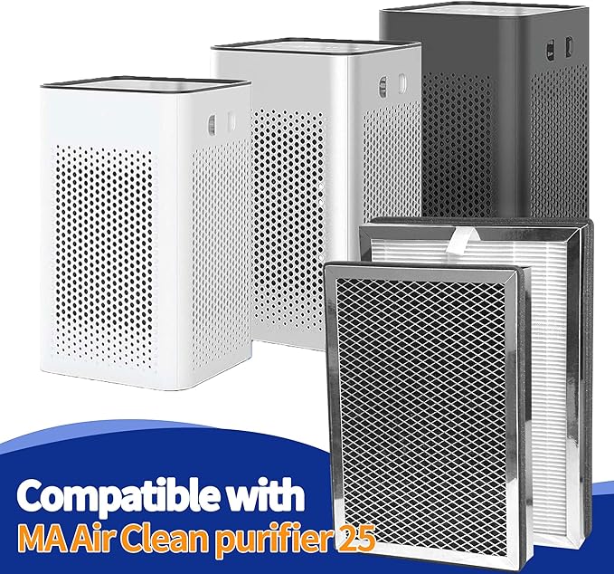 25 Replacement Filter Compatible with MA Series Air Purifier 25 W1/S1/B1,3-in-1 H13 True HEPA Activated Carbon Filter,2-Pack
