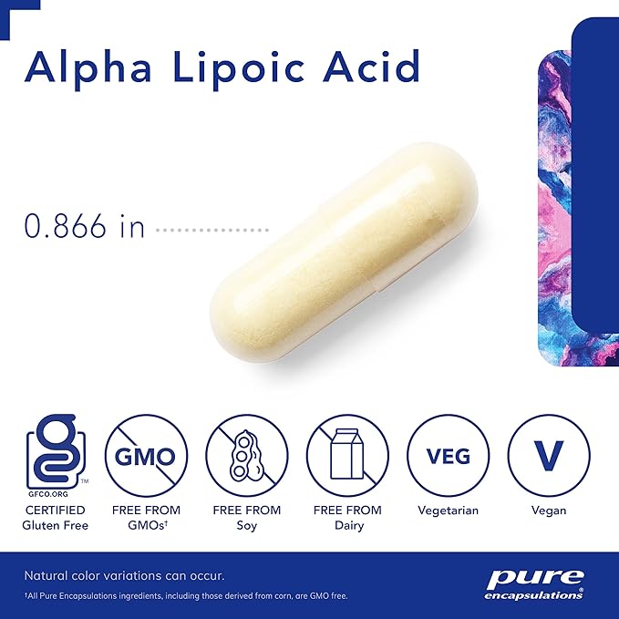 Pure Encapsulations Alpha Lipoic Acid 400 mg | ALA Supplement for Liver Support, Antioxidants, Nerve and Cardiovascular Health, Free Radicals, and Carbohydrate Support* | 120 Capsules