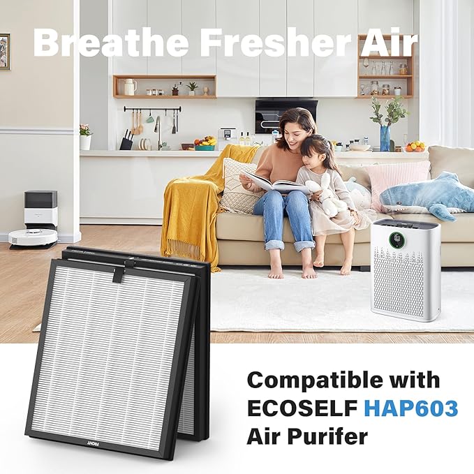 HAP603 Replacement Filter Compatible with ECOSELF HAP603 Air Purifier, White, 2 Pack