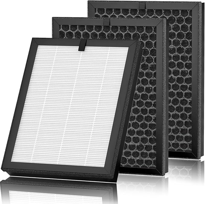 3 Packs ClearAir A5 Replacement Filter Compatible with Vewior ClearAir-A5 Air Cleaner Purifier,3-in-1 Filter of H13 True HEPA + Activated Carbon Filter + Pre-Filter