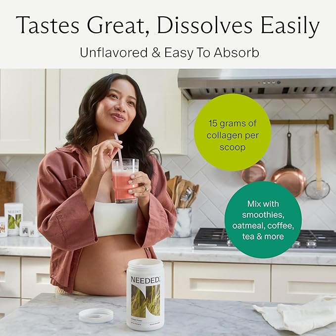 Needed. Prenatal Hydrolyzed Collagen Protein Powder – Expert-Backed & Clean Sourced | Supports Skin, Hair, Joints, and Tissue Recovery in Pregnancy | Grass-fed, Pasture-Raised, Hormone-Free | 1lb