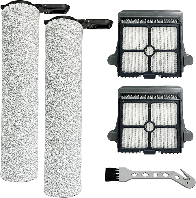 S7 Steam Brush Rollers and Filters, Replacement Parts for Tineco Floor ONE S7 Steam Cordless Wet Dry Vacuum Steam Mop All-in-One, 2 Pack Brush Rolls & HEPA Filters + 1 Pack Cleaning Tool