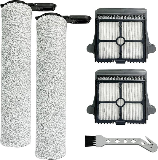 S7 Steam Brush Rollers and Filters, Replacement Parts for Tineco Floor ONE S7 Steam Cordless Wet Dry Vacuum Steam Mop All-in-One, 2 Pack Brush Rolls & HEPA Filters + 1 Pack Cleaning Tool