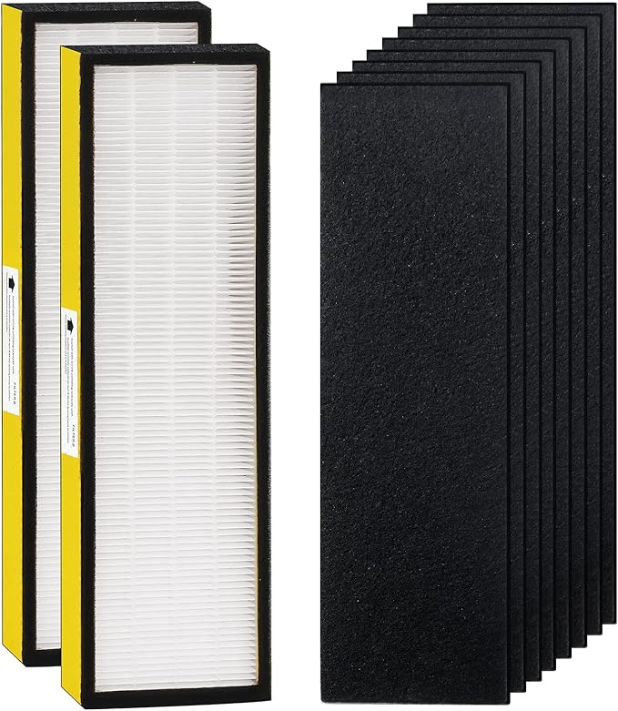 FLT4825 HEPA Filter B Replacement with G-Guardian Air Purifier AC4825 AC4825E AC4300 AC4800 AC4900 AC4850 AC4825DLX AP2200 by Techecook - 2 x True H13 HEPA Filters, 8 x Activated Carbon Pre-Filter