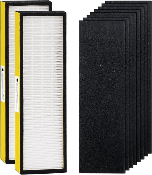 FLT4825 HEPA Filter B Replacement with G-Guardian Air Purifier AC4825 AC4825E AC4300 AC4800 AC4900 AC4850 AC4825DLX AP2200 by Techecook - 2 x True H13 HEPA Filters, 8 x Activated Carbon Pre-Filter