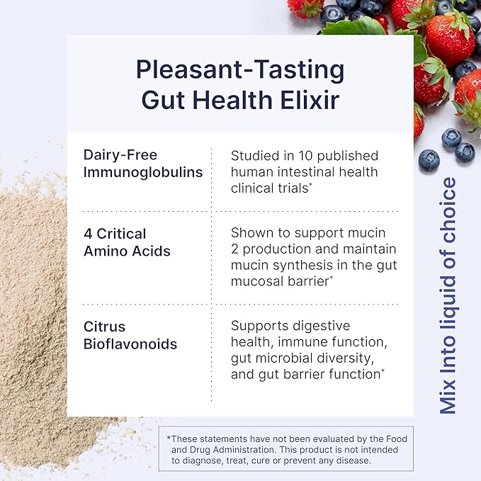 Microbiome Labs MegaMucosa Gut Health Powder - Digestive Supplement with Complete Mucosal Support for Healthy Gut & Immune Function - Dairy-Free Immunoglobulins & Amino Acids - Berry Acai (5.5 oz)