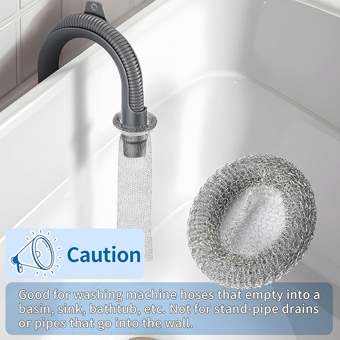 24 Pieces Lint Traps Stainless Steel Washing Machine Lint Snare Traps Laundry Mesh Washer Hose Filter with 24 pcs Cable Ties