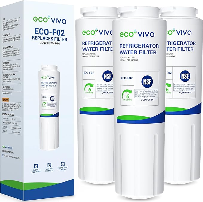 UKF8001 Refrigerator Water Filter 4, Replacement for Whirlpool EDR4RXD1, MAYTAG UKF8001AXX, UKF8001AXX-200, 4396395, Kenmore 46-9006, Viking WF295, Puriclean II, RWF0900A, 3 Pack