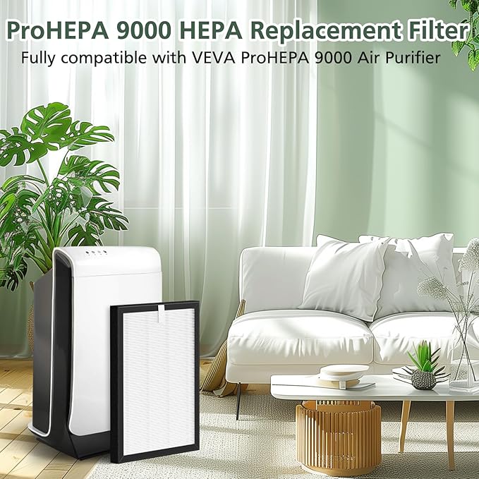 ProHEPA 9000 HEPA Replacement Filters Compatible with VEVA ProHEPA 9000 Air Pur ifiers, 3 Pack HEPA Filters Only