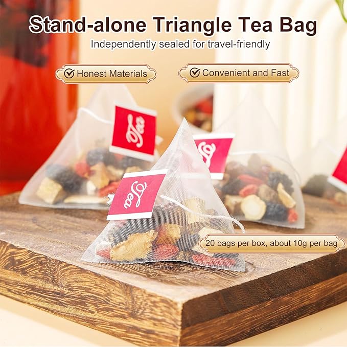 Ginseng Six Treasure Tea, Natural Traditional Chinese Tea 7 Ingredient Formula Ginseng Five Treasures with Wolfberry, Red Date Ginsengs and Mulberry Herbal Blend TeaBags for Women Men (70 Bags/1 Pack)