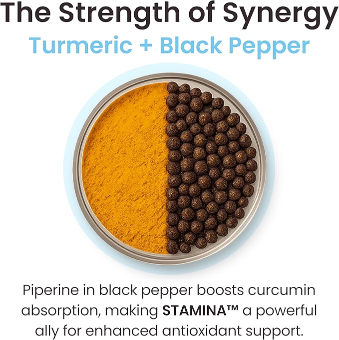 Stamina Antioxidant & Stress Relief Supplement | for Enhanced Mood, Boost Energy, Immune & Sleep Support | Vitamin B12 & B6, Ashwagandha, Turmeric, 5-HTP & More | Non-GMO, 60 Capsules