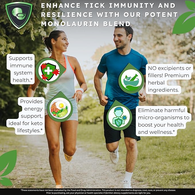 Zenmen Pre-Testing Complete Bundle - Helps Balance Your System Before Testing - 3 Tick Immune Support + 2 Monolaurin Capsules