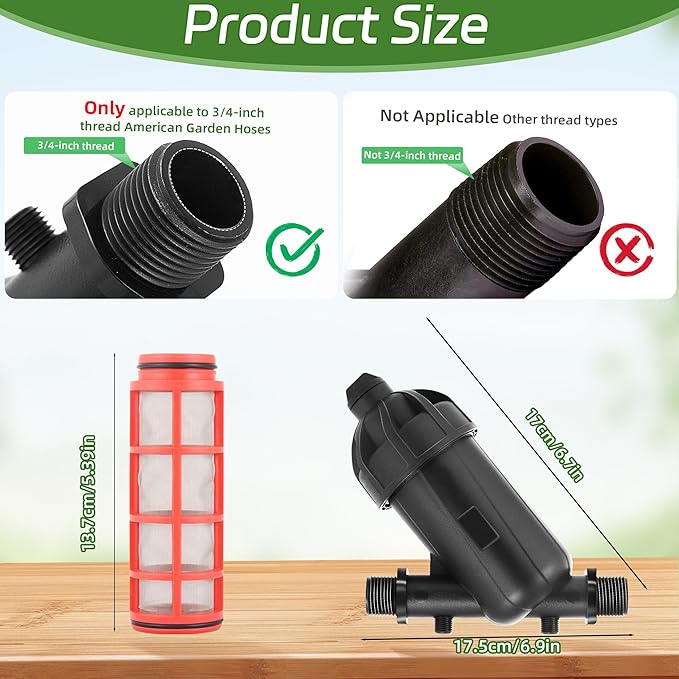2 PCS US Standard 3/4 Drip Irrigation Y Filter (120 Mesh Stainless Steel Screen), USA Garden Hose 3/4 GHT Male Thread Irrigation Screen Filter for Garden Irrigation