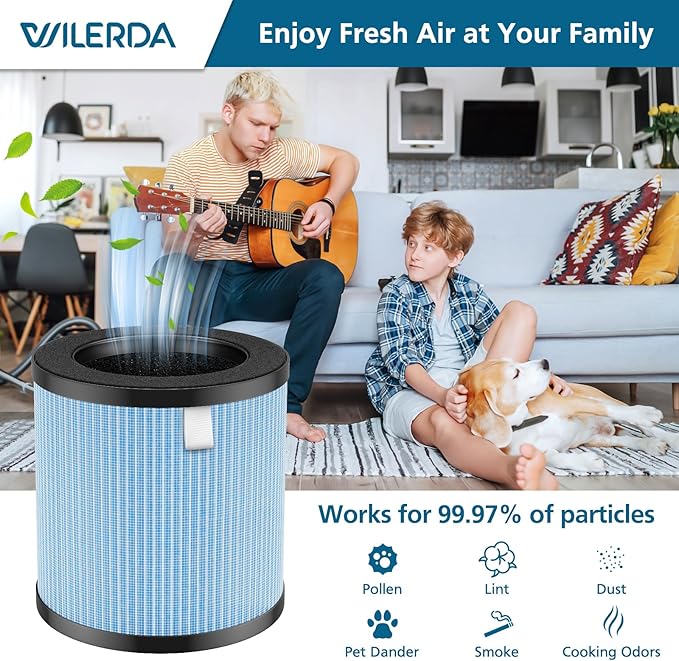 MJ002H Replacement Filter Compatible with POMORON MJ002H Air Purifiers,HEPA Filter, Activated Carbon, High Performance 4-Layer Filter, Compared Part #MJ002H-RF, 2 Pack