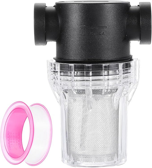 uxcell Pressure Washer Filter 1/2" NPT Female Thread, Inline Mesh Strainer Attachment, Stainless Steel Screen with Sealant Tape for Outdoor Gardening Inlet Water (Size:40 Mesh)
