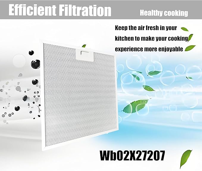 WB02X27207 Range Hood Grease Filter Fits compatible with GE JVX5300BJ1TS JVX5300DJ1BB JVX5300DJ1WW Replacement For 4463981 AP6039217 PS11771771 EAP11771771 (1 Packs)