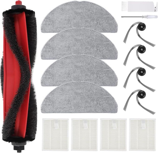 VIEWALL Q7 M5 Replacement Accessories Kit for Roborock Q7 M5 / Q7 L5 Robot Vacuum, 1 Main Brushes, 4 HEPA Filters, 4 Side Brushes, 4 Mop Pads, 1 Cleaning Tool, 1 Screwdriver