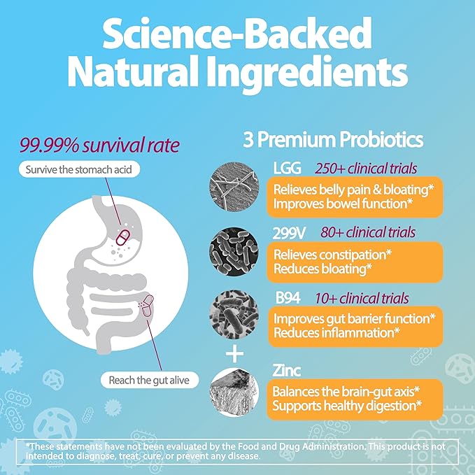 Life-Space Children IBS Support Probiotic, Clinically Proven to IBS Relief, 4 in 1 Kids Probiotic, 21 Billion CFU, Supports Reduce Symptoms of IBS, Include Bloating, Gas & Diarrhea, 60 Grams