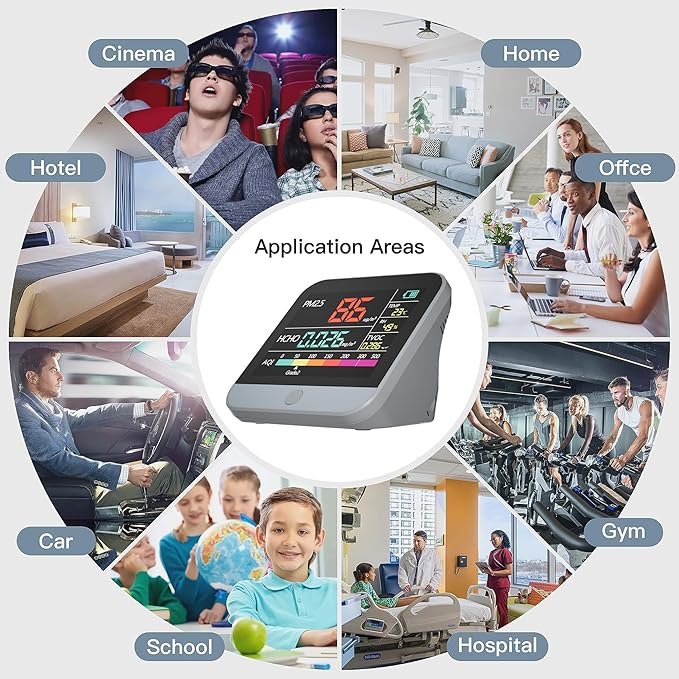 13 in 1 Air Quality Tester for Home, Indoor Air Quality Monitor, with PM1/PM2.5/PM10/Particle Counter/AQI/Humidity/TVOC/Temperature/Formaldehyde, Portable Air Quality Sensor