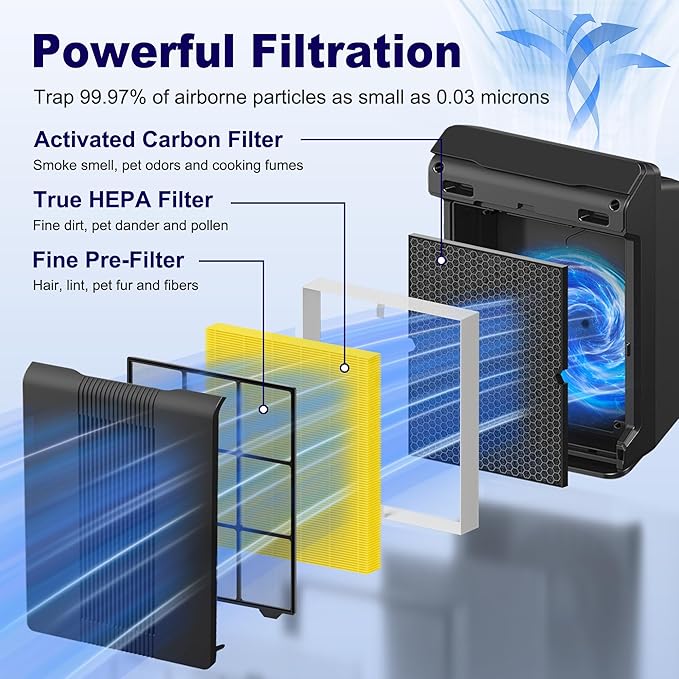 116130 Pet Care Filter Replacement Filter H for Winix 5500-2 AM80 Plasmawave Air Purifier, True HEPA Filter and Activated Carbon Filter Combo Pack, 2 Set