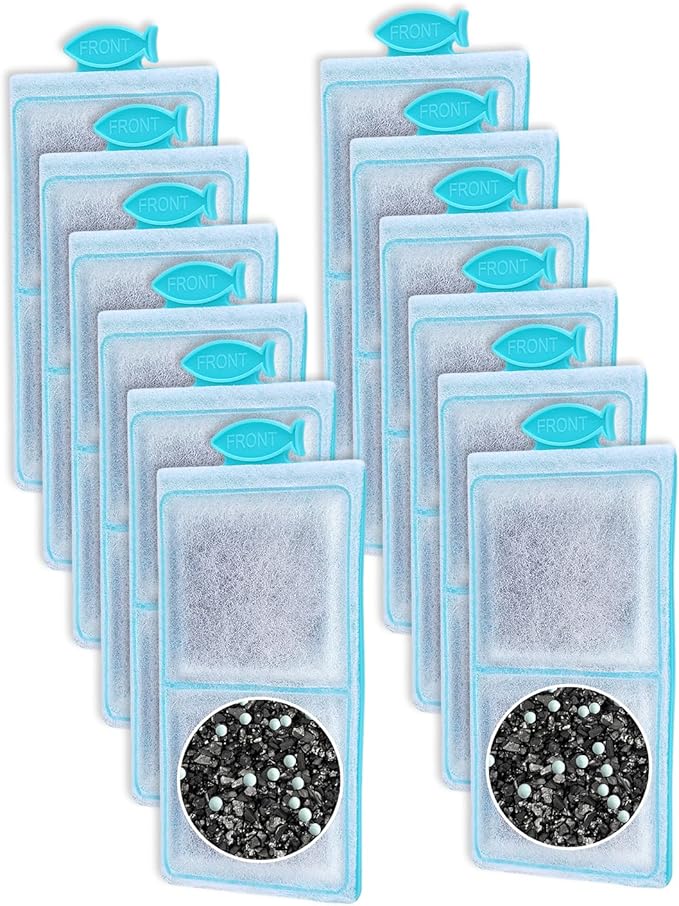 12 Pack Fish Tank Filter Compatible with Top Fin PF-S Filter Cartridge, Upgraded PF-S Aquarium Filter Cartridge Compatible with Top Fin PF10 Power Filters Activated Carbon & Zeolite