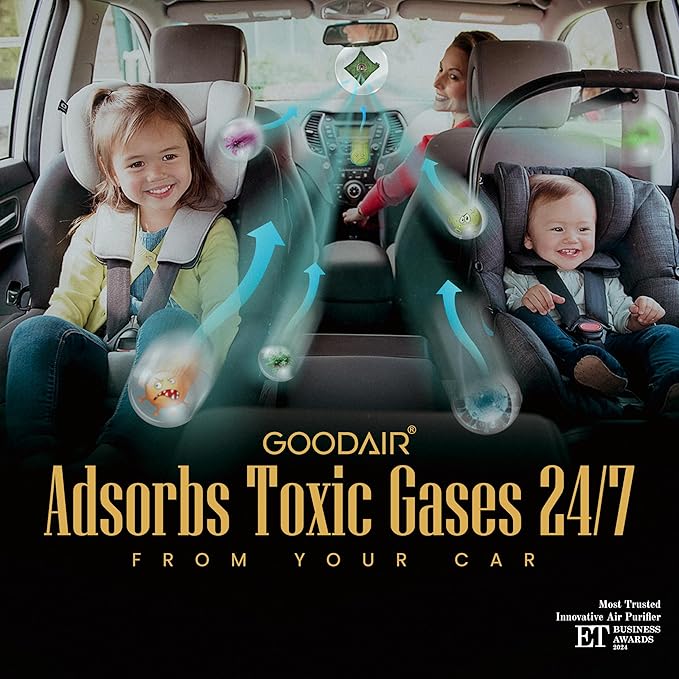 GOODAIR HEPA Car Air Purifier Bag & Pouch | 75g Activated Carbon Filter, Absorb Toxic Gases, 2.0 Premium Certified Air Purifier, Suitable for All Cars, 24/7 Air Purification - Forest Green