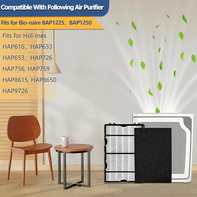 HAPF600 True HEPA Filters Replacement for Holmes Air Purifier Filter B, HAP615, HAP625, HAP650, HAP8650, Replaces Part # HAPF600D, HAPF600D-U2 (2 HEPA Filters & 2 Carbon Filters)