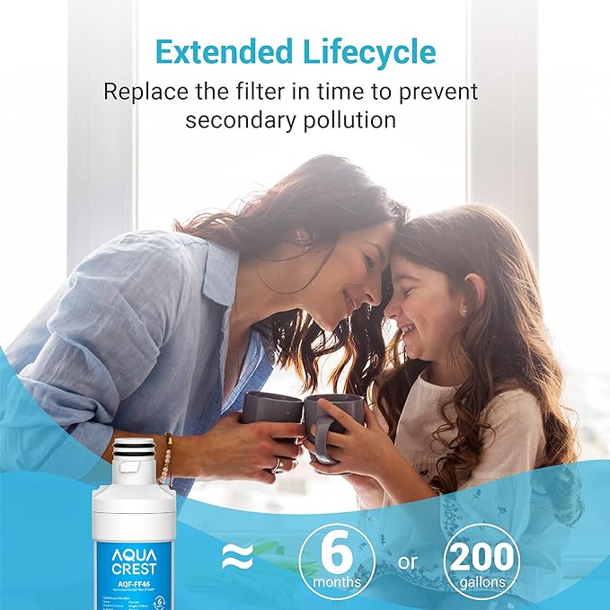 AQUA CREST LT1000PC ADQ747935 Replacement for LG® LT1000P®/PC/PCS ThinQ® Refrigerator Water Filter, LMXS28626S, LFXS26973S, MDJ64844601, ADQ74793501, ADQ74793502 and LT120F® Air Filter, 3 Combo