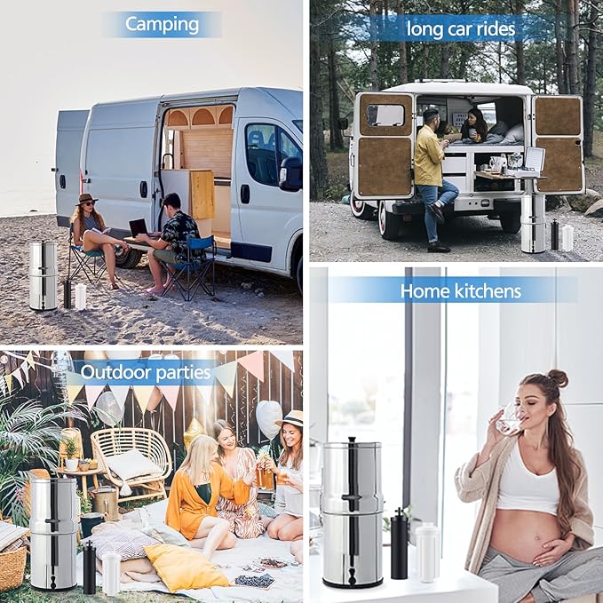 Water Filter Replacement Compatible with Berkey, BB9-2 Filters & PF-2 Fluoride Filters Compatible with Berkey Big, Light, Imperial, Travel, Crown, Royal Series (4 pack)