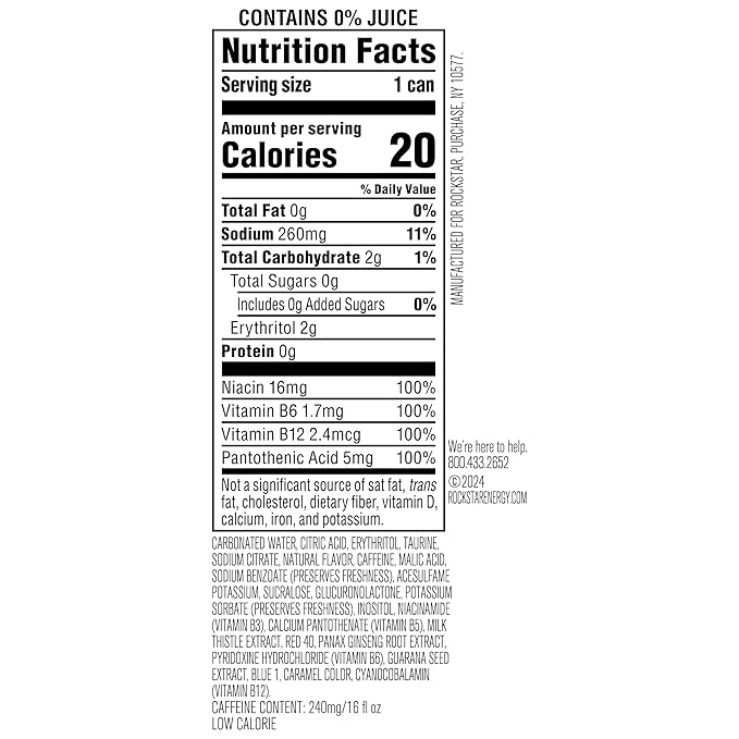 Rockstar Pure Zero Energy Drink, Grape, 0 Sugar, with Caffeine and Taurine, 16oz Cans (12 Pack) (Packaging May Vary)