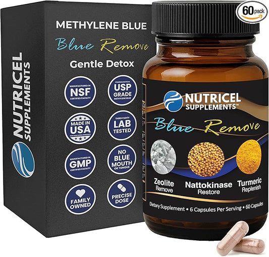 Methylene Blue Pharmaceutical Grade Capsules, with Added Micronized Zeolite, Nattokinase (Non-GMO), Turmeric, Bromelain, and NAC in Cleansing Formula Inspired by Dr. McCullough