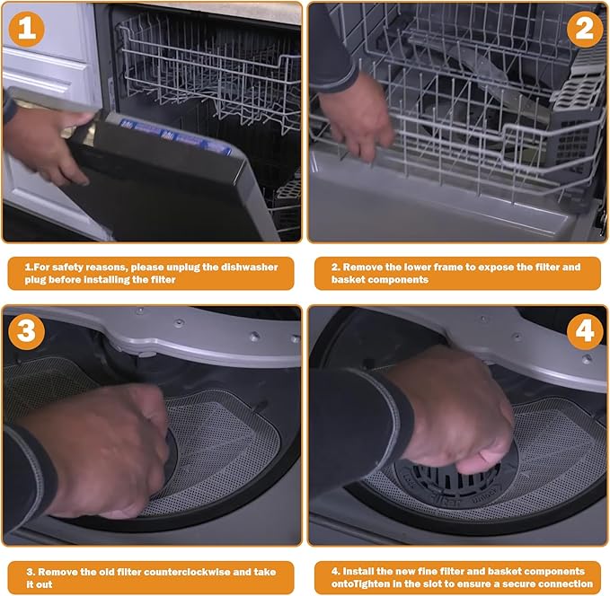 WD12X25995 Dishwasher Ultra Fine Filter and Basket Assembly Compatible With General Electric Hotpoint Haier dishwashers Replaces PS16217023 AP6989426