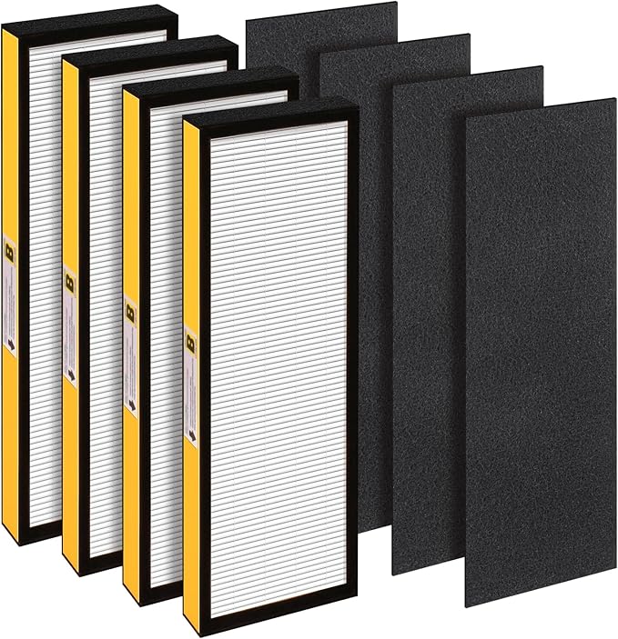 AC4825 Filter B Replacement Compatible with Germ-Guardian Air Purifier AC4825 AC4825E AC4800 AC4850PT AC4900CA AC4820 AC4300 Air Purifier, 4 HEPA with 4 Pre-Filters