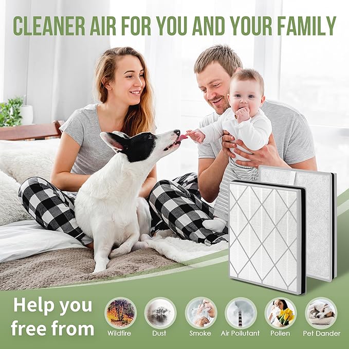 HE401 Filter Replacement for Shark Air Puri-fier 4 Filter Replacement, Compatible with Shark Air Puri-fier 4 HE400 HE401 HE402 HE405, 2-Pack H13 True HEPA with Advanced Odor Lock Filter