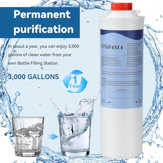 2 Pack Compatible with Elkay 5130OC Series EWF3000 WaterSentry System Filter Replacement,Compatible with Ezh20 Bottle Filling Station,Compatible with ERF750,51299C,Height 11.61",3000 Gallon,No Chip