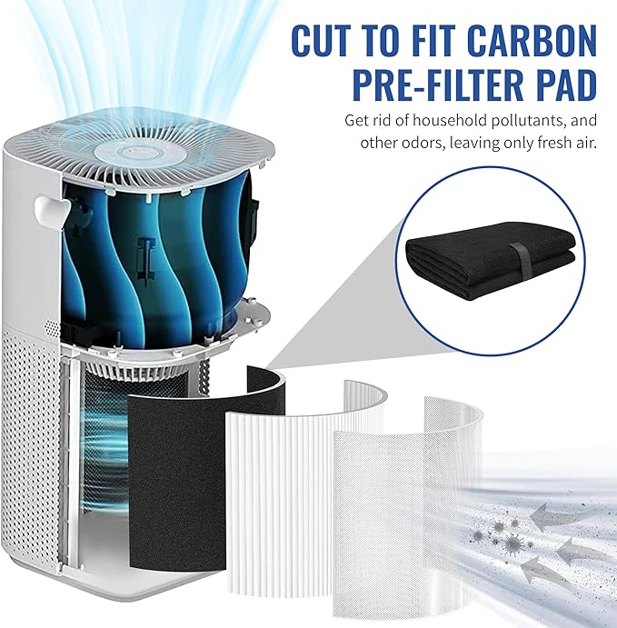 CFS – Pack of 1, Universal Cut to Fit Carbon Pre-Filter Pad Roll for Air Purifiers, Range Hood, Furnace Filters, & Air Conditioner Filters – Fresh Air for Indoor – Charcoal Air Filter Sheet – 6"x48"