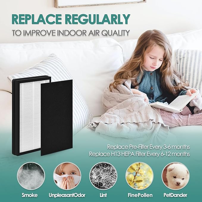 Idylis Air Purifier Replacement Filter C for Filtrete and Idylis IAP-10-200 IAP10200 [C+C] IAP-10-280 IAP10280 [C+D] Air Purifier with Idylis Air Filters IAF-H-100C, 4 HEPA & 4 Extra Carbon Pre-filter