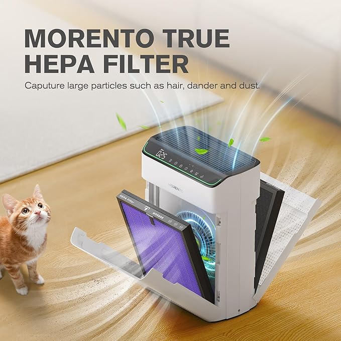 MORENTO Genuine Air Purifier Replacement Filter, True HEPA Filter Compatible with MR5866 for 99.97% Air Pollutants, Odor and Smoke, Multifunctional Version Violet 2 Pack
