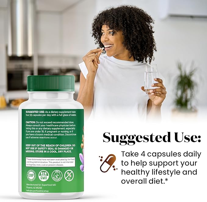 Moringa Supplement | Turmeric, Ginger, Boswellia, Saffron, Holy Basil, Nettle -Support Supplement for Women and Men with Ceylon Cinnamon, Quercetin, Tart Cherry- 120 Capsules