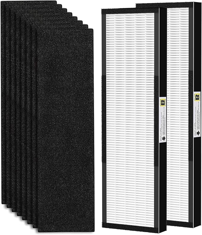 2 Pack FLT4825 HEPA Fil-ter B Replacement with Activated Carbon Pre-Filters Compatible with Air Puri-fier AC4825 AC4300 AC4800 AC4900 AC4850, Black