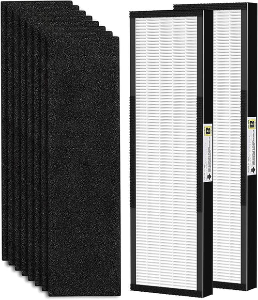 2 Pack FLT4825 HEPA Fil-ter B Replacement with Activated Carbon Pre-Filters Compatible with Air Puri-fier AC4825 AC4300 AC4800 AC4900 AC4850, Black