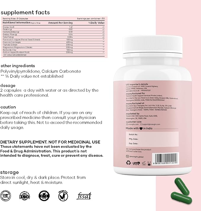 Mars Waist Trim Capsules : Powered with Magnesium Citrate, Bentonite Clay & Triphala | Good Health Comapny - 60 Capsules (Pack of 1) (2)