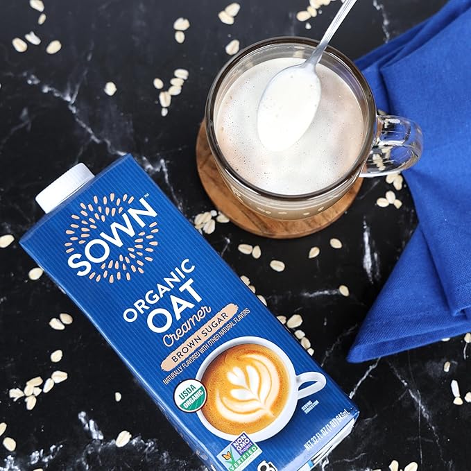 SOWN Organic Oat Creamer Brown Sugar - Barista Oat Milk Non Dairy Coffee Creamer - Plant Based, Dairy-Free, Vegan, Gluten-Free, Non-GMO, Shelf Stable - 32oz (Pack of 6)
