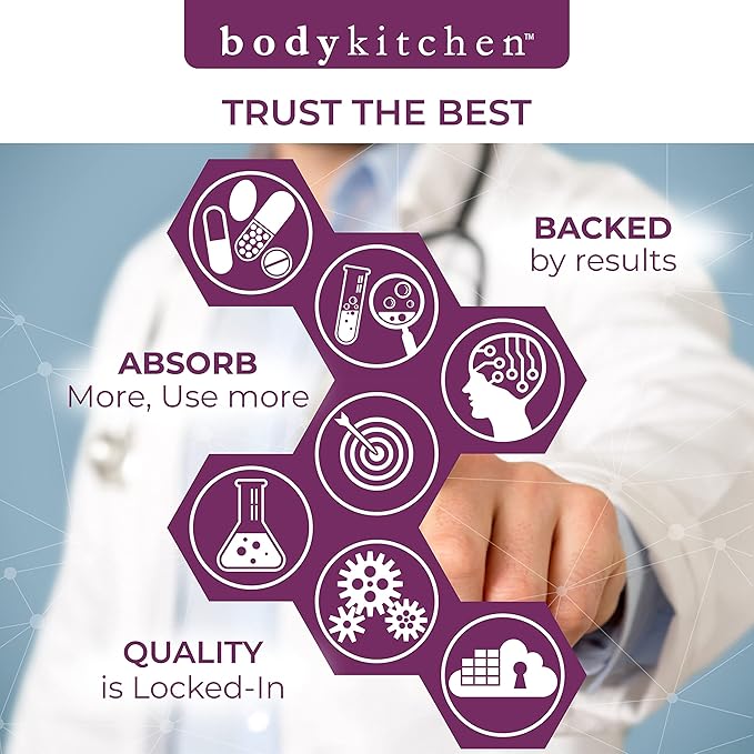 Body Kitchen Total Brain Supplement, Supports Increased Memory, Focus and Clarity with Bacopa, Coffee Fruit & Brainberry, Clinically Tested, Veggie Caps, 60 Count